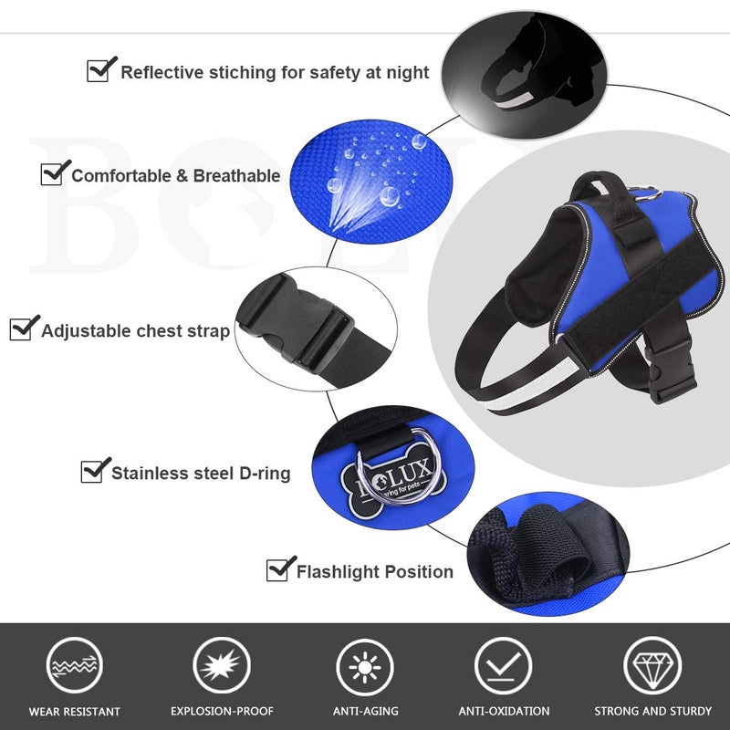 Bolux Dog Harness, No-Pull Reflective Dog Vest, Breathable Adjustable Pet Harness with Handle for Outdoor Walking - No More Pulling, Tugging or Choking (Blue, S) - Image 2